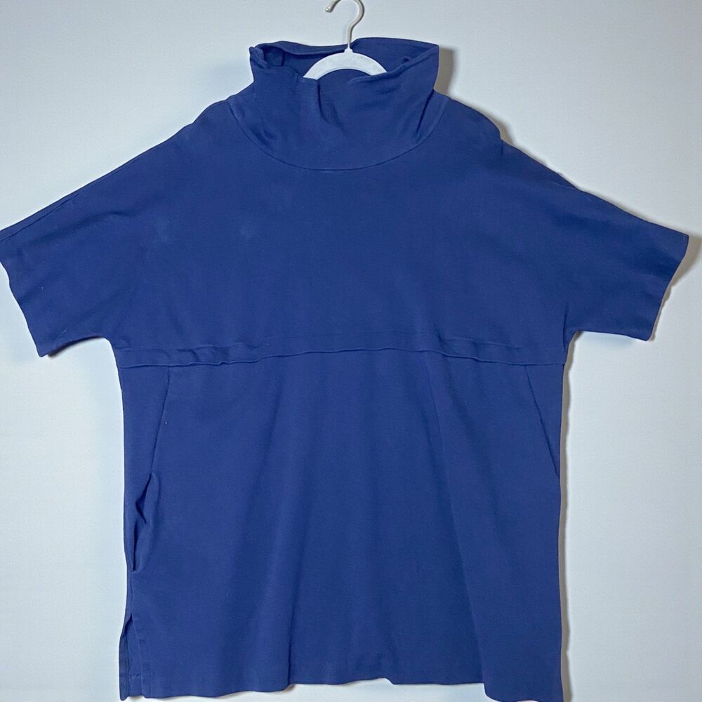 Joan Vass Pullover Top Funnel Neck Longline 3X Cotton Coastal Athleisure - Picture 3 of 9